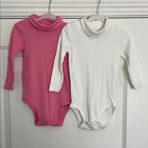 Pink and White Baby Tutleneck One Piece Set